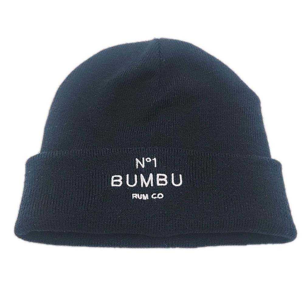 No 1 BUMBU Rum Co Black Knit Beanie Hat Stocking Cap Embroidered OS Winter Warm